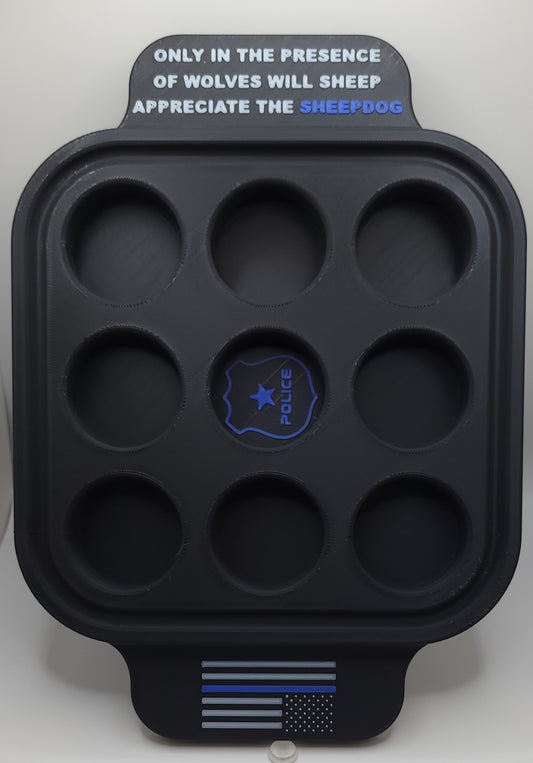 Plastic 9 Shot Tray - Thin Blue Line