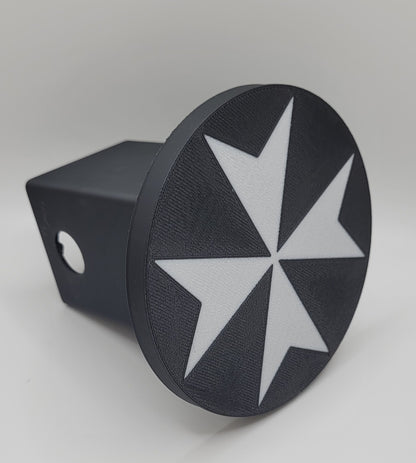 Trailer Hitch Cover - Maltese Flag - Black and White