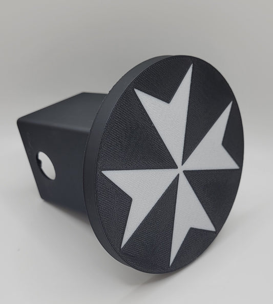 Trailer Hitch Cover - Maltese Flag - Black and White