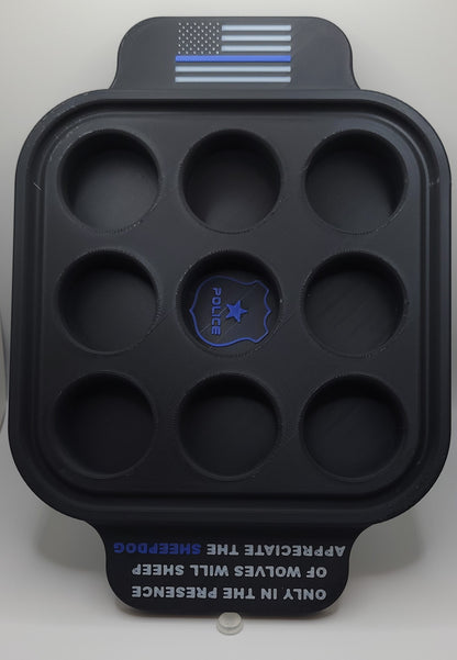 Plastic 9 Shot Tray - Thin Blue Line